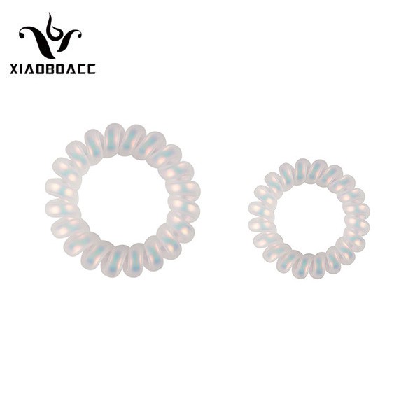 XiaoboACC Dây Thun Buộc Tóc Màu Trong Suốt Phong Cách Hàn Quốc Kiểu Dáng Dây Điện Thoại