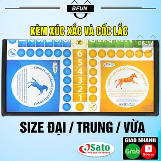 Cờ CÁ NGỰA SATO Bàn Nhựa Cao Cấp SIZE ĐẠI / TRUNG / VỪA - Cờ Đua Ngựa Kèm 4 XÚC XẮC, Board game Đồ Chơi Cho Bé BFUN