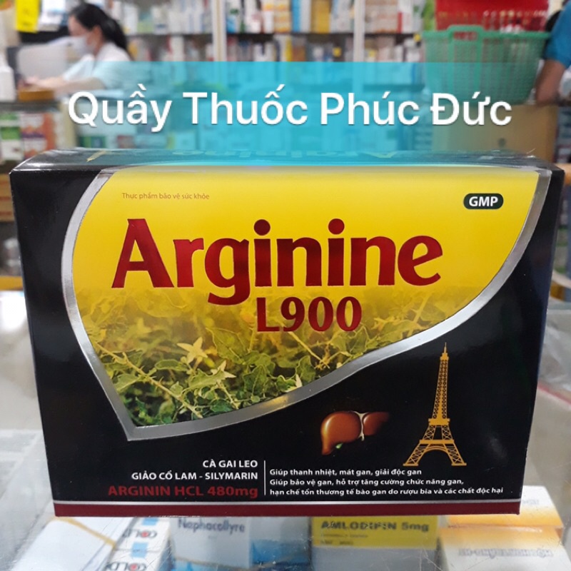Arginine L 900 hỗ trợ giải độc gan ,mát gan ,men gan cao hộp 60 viên
