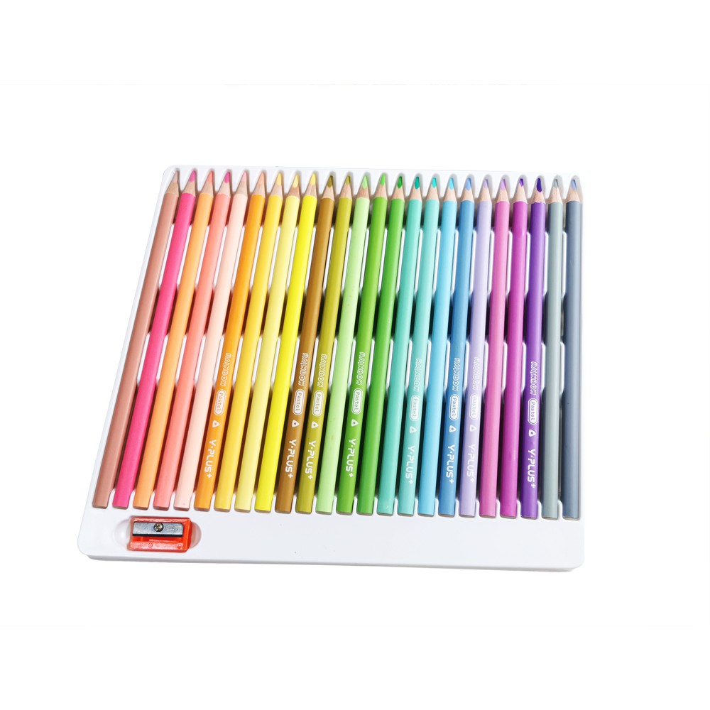 Bút chì màu gỗ Rainbow pastel Yplus 12/24 màu có chuốt PC2001