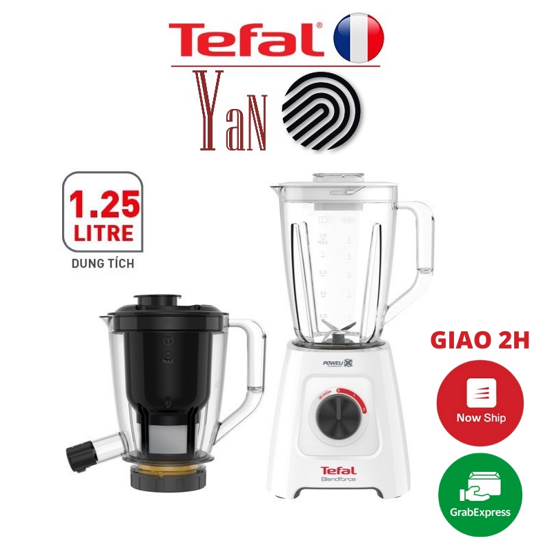 Máy xay sinh tố kết hợp ép trái cây để bàn 2 trong 1 cối nhựa Tefal BL42Q166 600W - Hàng chính hãng