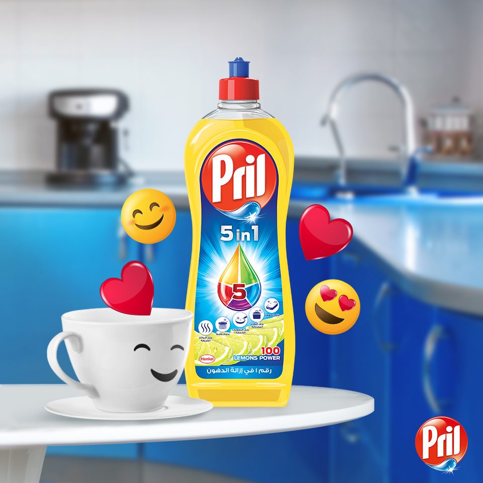 Nước Rửa Chén Pril Kraft Gel 5 Tác Động Hàng Đức Chai 500ml Tẩy Sạch Chén Dĩa Thơm Ngát Hương Chanh Trà Xanh