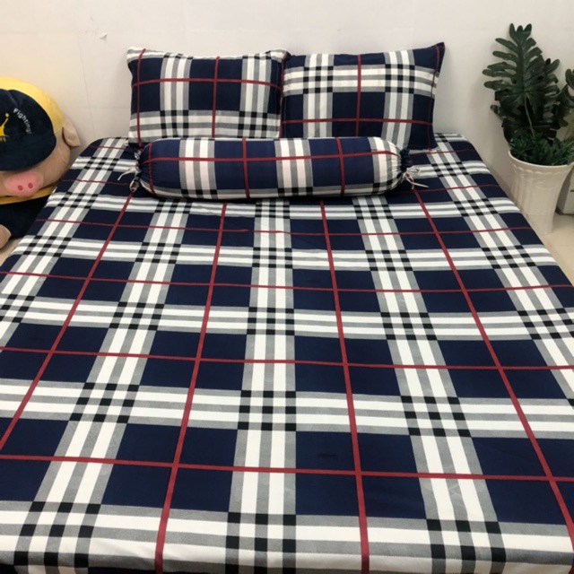 Drap thun Hàn Quốc khổ M6 ( bộ: 2 áo gối, 1 gối ôm, drap)