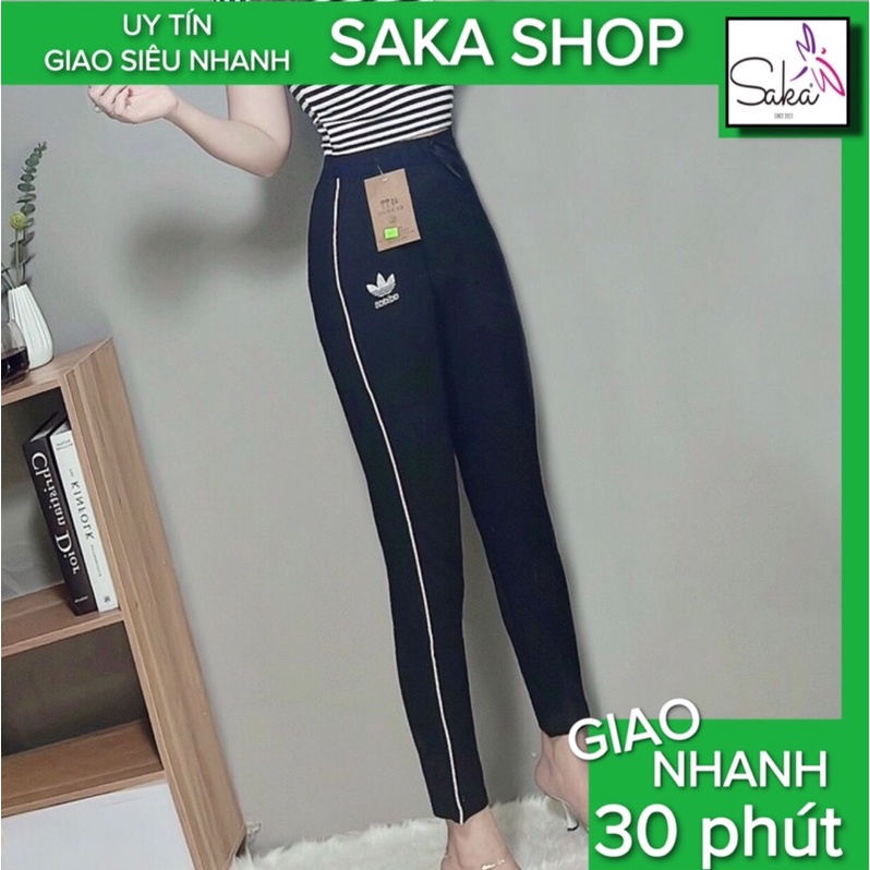 Quần thun umi nữ ôm dài phối viền sọc trắng nhiều size