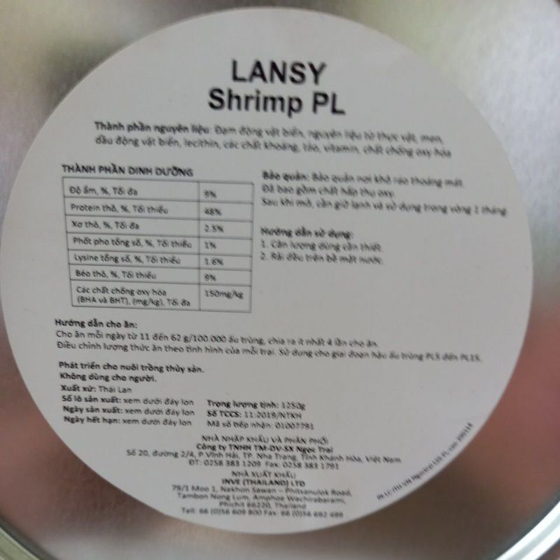 lansy post, thức ăn cho tôm cá 1lon 1,250kg