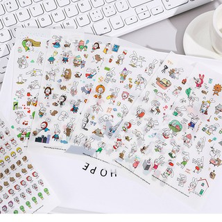 Set 6 Sticker Thỏ Đen Trắng