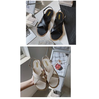 Sandal quai chéo to bản chất da ( ảnh thật cuối)