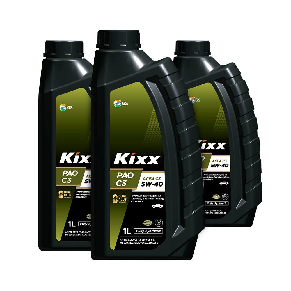 Kixx PAO C3 5W-40 (1L), dầu nhớt nhập khẩu Hàn Quốc, dầu tổng hợp cao cấp dành cho động cơ diesel