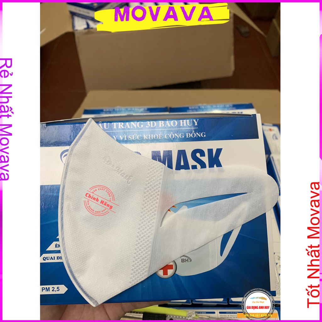 Khẩu trang 3D mask là khẩu trang y tế cao cấp có quai đeo co dãn không đau tai shop Movava - combo hộp 50 chiếc KT3D | BigBuy360 - bigbuy360.vn