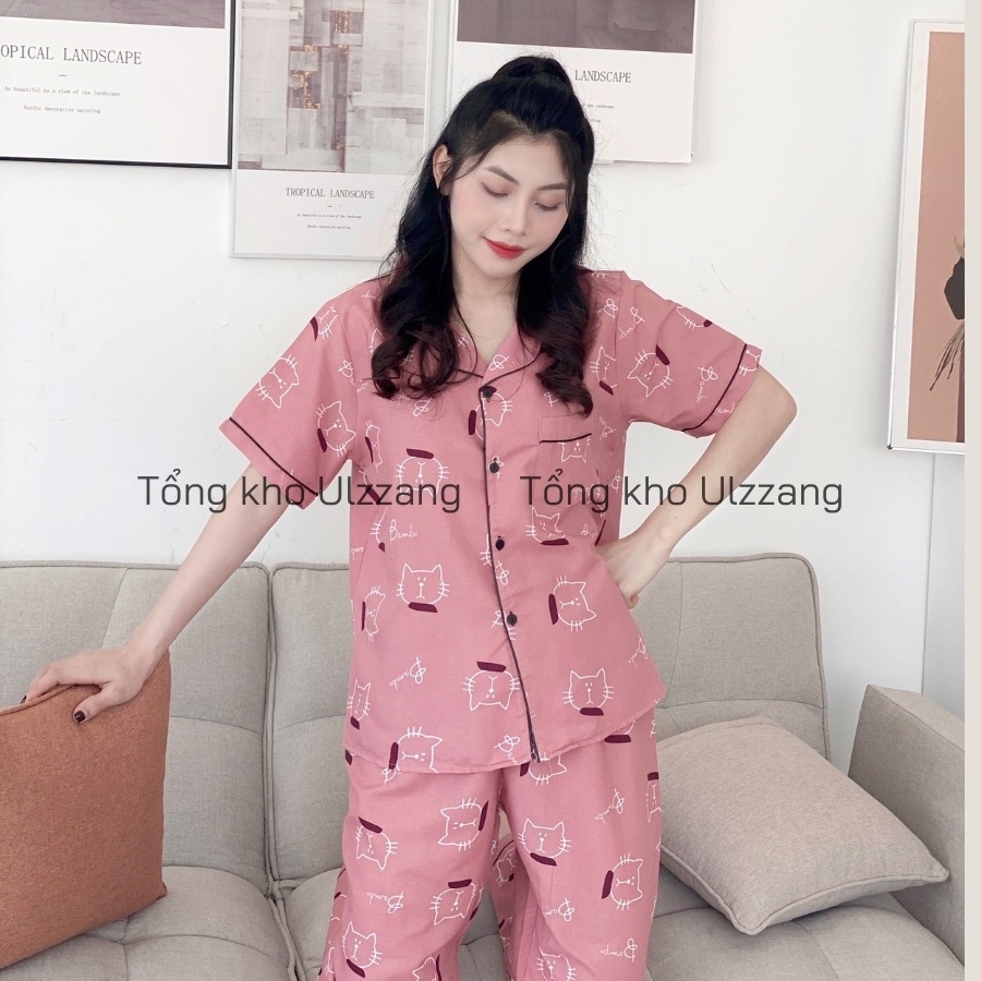 Bộ ngủ pijama kate Thái tay ngắn quần dài | BigBuy360 - bigbuy360.vn