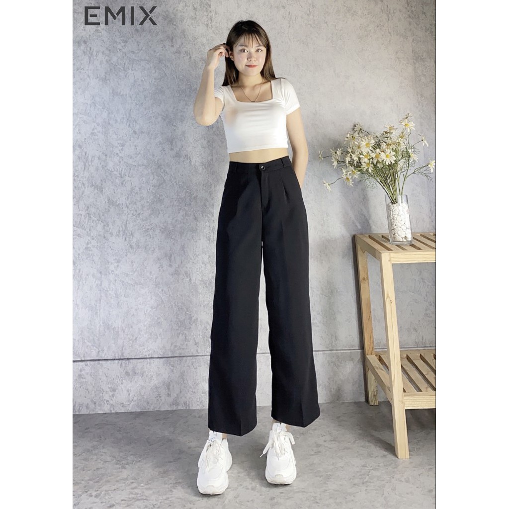 Set đồ năng động 2 sản phẩm, Mix áo croptop với quần ống rộng thời trang T75STORE