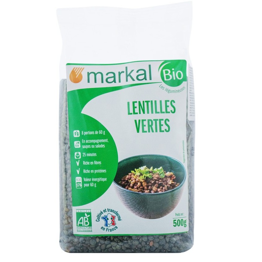 Đậu lăng xanh Green Lentil hữu cơ Markal 500g