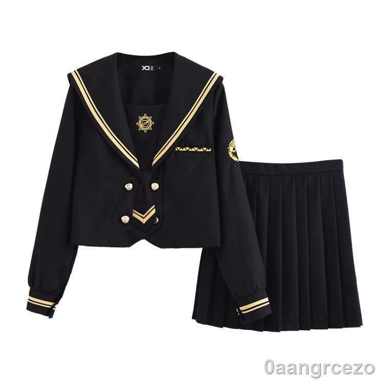 ♛❀☃Đồng phục lính ngự lâm chính thống Nhật Bản học sinh viên màu đen sẫm Sailor suit xấu váy dài phong cách đại