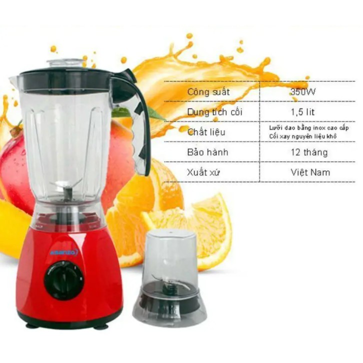 Máy Xay Sinh Tố Đa Năng ASANZO BL200P 300W 1.5L Nhựa Kháng Vỡ - Hàng Chính Hãng