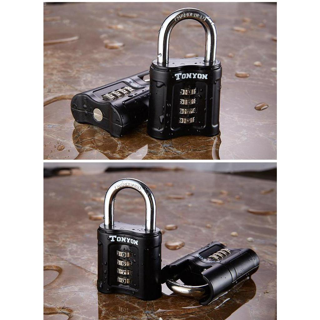 Khóa 4 số TONYON , móc khóa thép cứng 8mm hardened, loại có tai chống kìm cắt