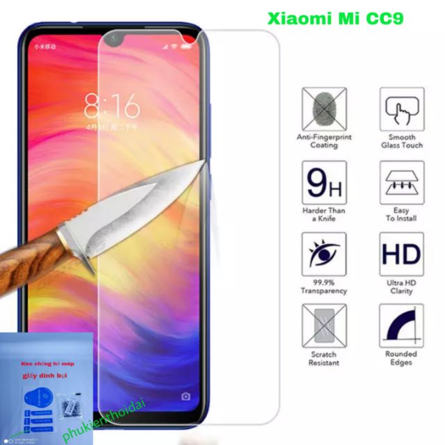 Kính cường lực Xiaomi Mi CC9 / Mi 9 FREESHIP Từ 50k dùng chung trong suốt loại tốt 9H / 2.5D ( tặng keo chống hở mép )