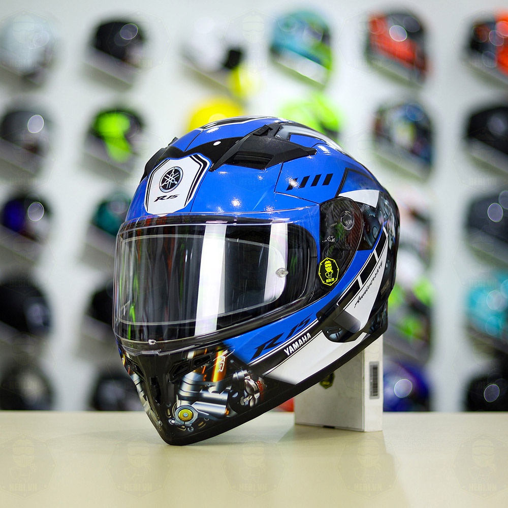 Nón Fullface ROC 01 Dán Tem Decal Yamaha R15 Xanh GP