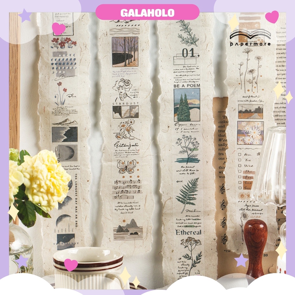 Dải Washi Sticker Vintage Trang Trí Sổ Bullet Journal Retro Cổ Điển IMWT1