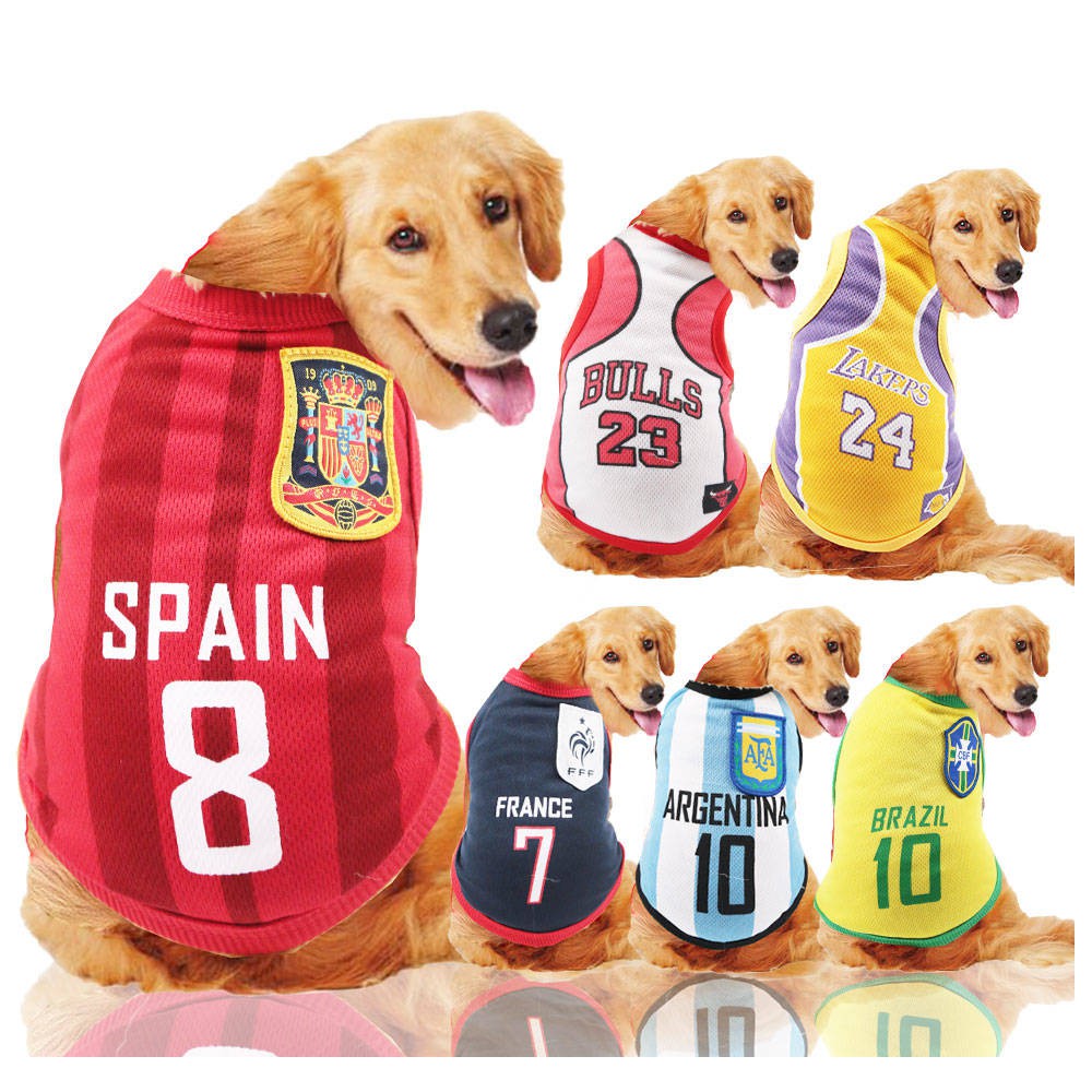 Cái mới Quần áo cho chó mùa xuân / mùa hè áo lưới World Cup quần áo đồng phục bóng rổQuần áo mùa hè