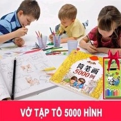 combo bộ tranh 5000 hình tặng kèm 12 cây bút chì màu.