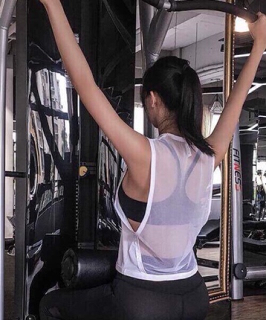 Áo tanktop phối lưới lưng tập Gym, yoga nữ siêu yêu