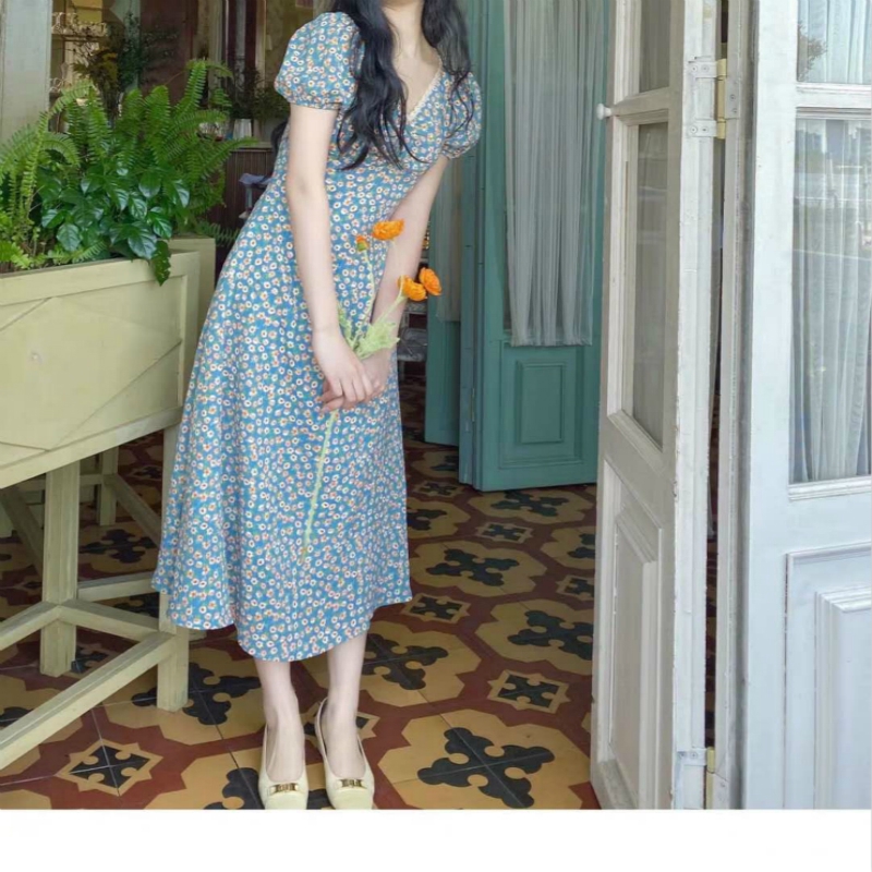Đầm Hoa Cổ Chữ V Thời Trang Mùa Xuân Cho Nữ | BigBuy360 - bigbuy360.vn