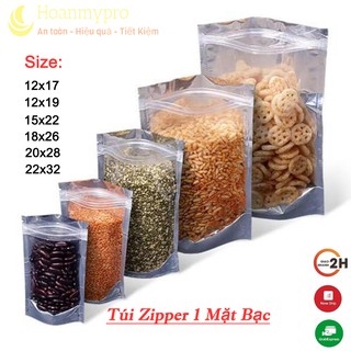 1kg Túi zip bạc 1 mặt trong 1 mặt bạc- đáy đứng hàng loại 1