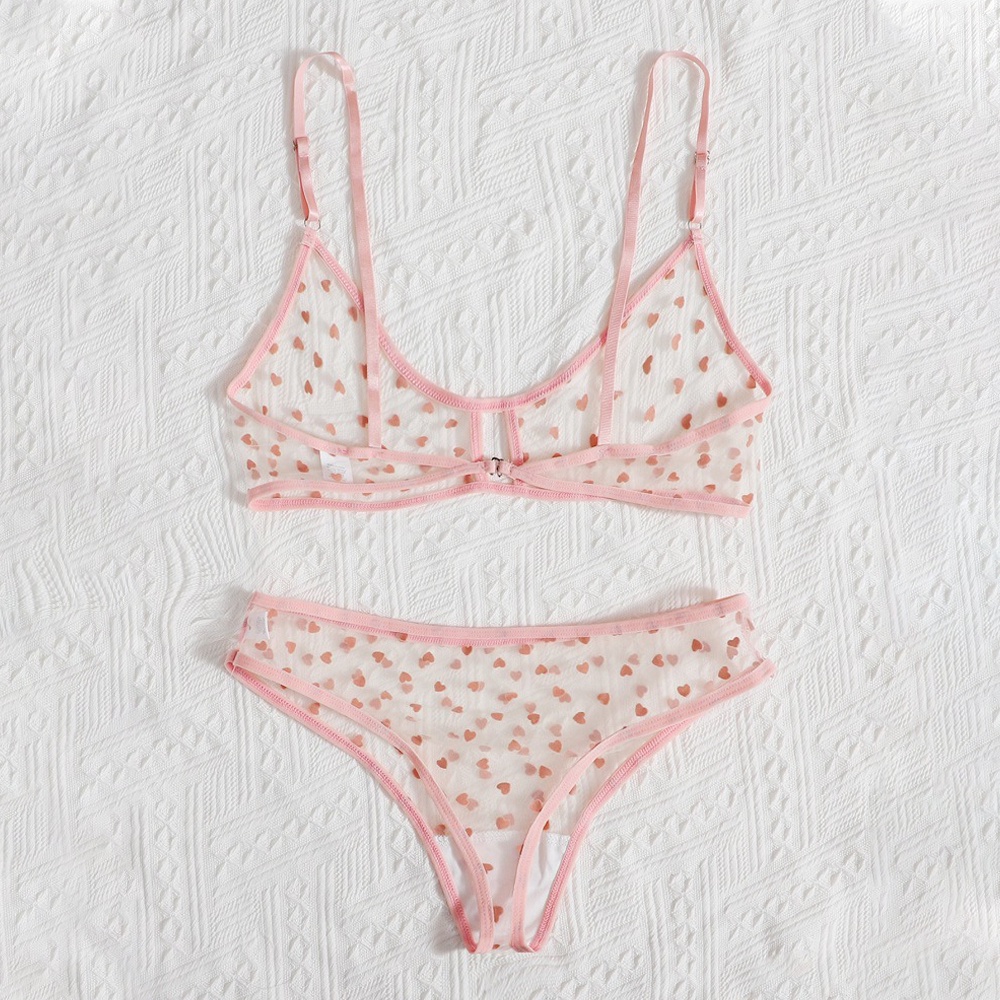 Women Sexy Sheer Mesh See Through Lingerie Bra Set Panty Nightwear Underwear High Quality