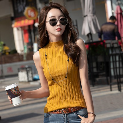 Áo thun nữ Ulzzang sát nách cổ lọ thun gân dày dặn Áo nữ đẹp áo ba lỗ cao cổ cực quyến rũ. Phong cách Hàn Quốc (TT2176)