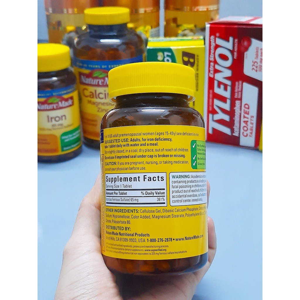 Viên uống Nature Made Iron (sắt) 65mg Hộp 365 viên Của Mỹ