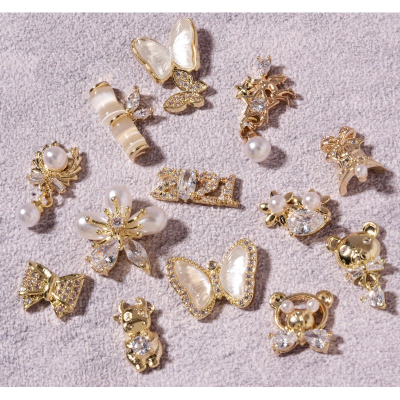 Set 2 Phụ Kiện Trang Trí Móng Tay Nghệ Thuật Hình Hoa Bướm 3D 2021#