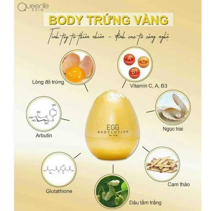 Egg Body Lotion – Body Trứng Vàng Queenie Skin