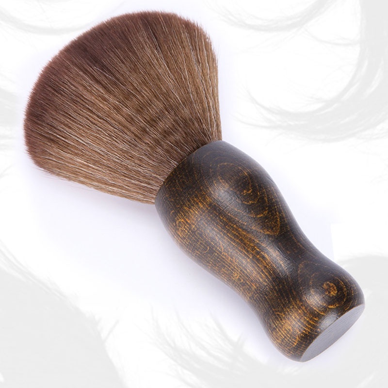 Chổi phủi tóc dính trên cổ tay cầm bằng gỗ tiện dụng cho tiệm cắt tóc