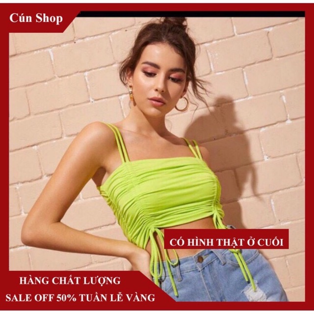 Áo hai dây croptop dây rút 7 màu chất vải xịn RICH STORE CRT73 | BigBuy360 - bigbuy360.vn