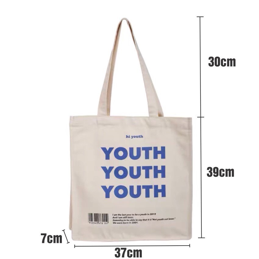 Túi tote vải canvas cao cấp đeo vai đi học đi chơi giá rẻ thời trang hazin