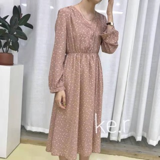 Váy hoa nhí dáng dài cổ tim