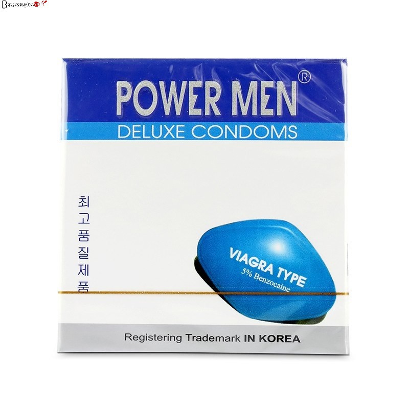 Bao cao su Power Men Viagra, 3 bao siêu mỏng 0.04,kéo dài thời gian, rộng 52mm, từ chính hãng Hàn Quốc