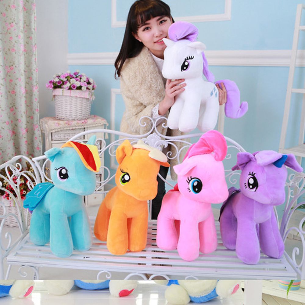Ngựa pony nhồi bông 25cm chất liệu cotton PP màu cầu vồng dễ thương chất lượng cao