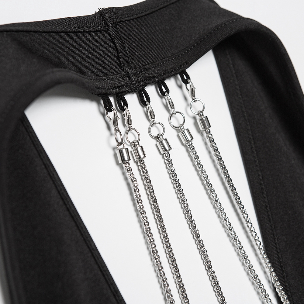 COD DUNEA Sexy Backless Chain V Neck Halter Mini Dress Women Plain Party Dress | BigBuy360 - bigbuy360.vn