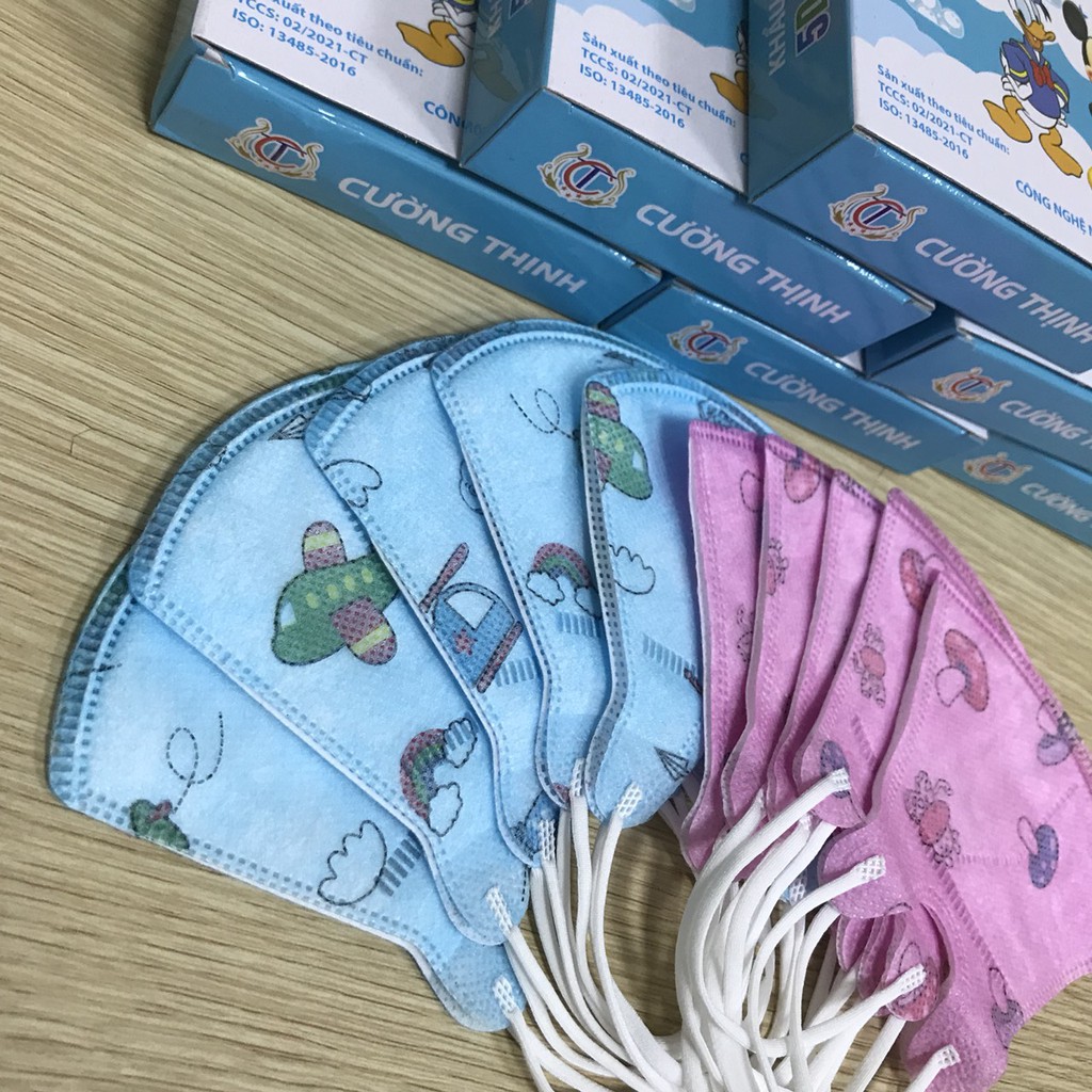 1 Hộp 10 Chiếc Khẩu Trang Y Tế Cao Cấp Trẻ Em 5D MASK KIDS Cường Thịnh - Màu Sắc: Xanh, Trắng và Hồng