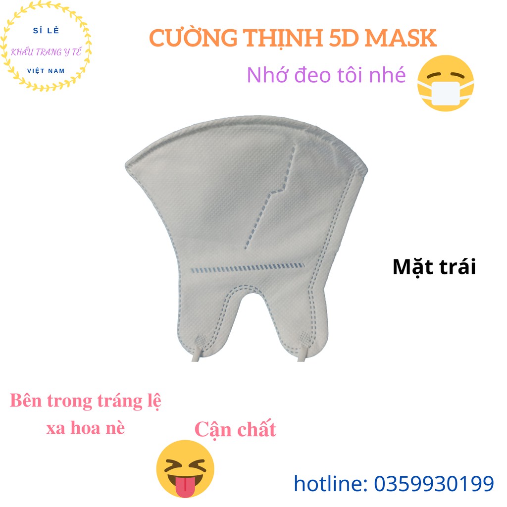 [CƯỜNG THỊNH] Khẩu Trang Y Tế Cao Cấp Người Lớn 5D MASK Màu Trắng 10 chiếc 1 Túi