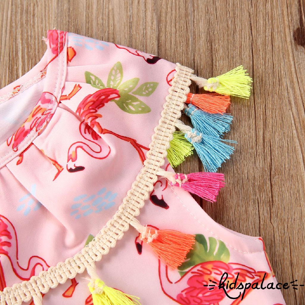 ➤♕❀❤Summer Baby Girl Fashion Pink Tassel Bikini Set