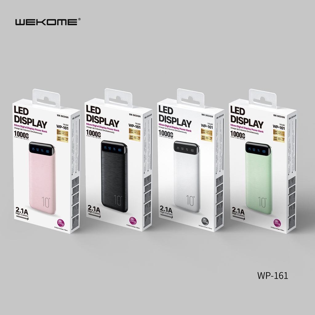 Pin sạc dự phòng 10000mAh WK WB-161 cổng USB kép tích hợp màn hình điện tử - Orio