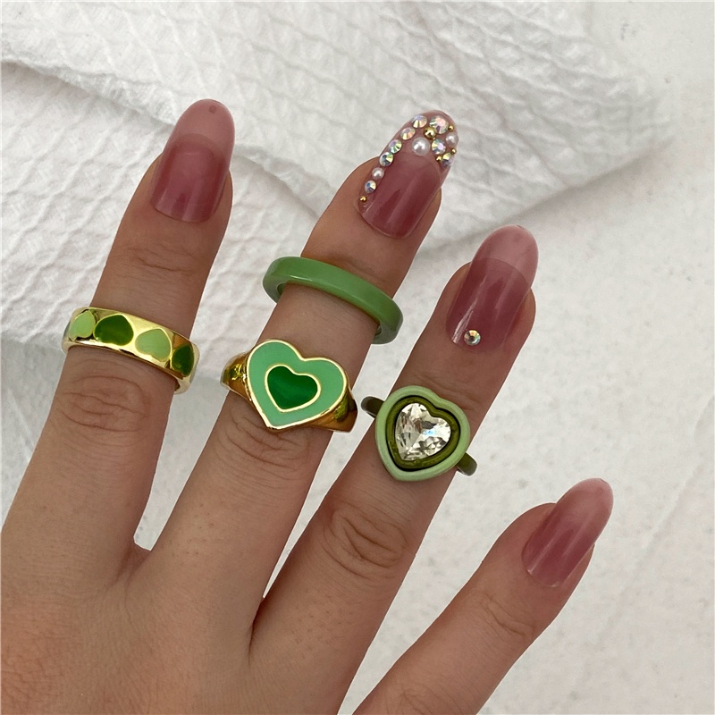 iF YOU Nhẫn   kim loại mặt trái tim đính đá thời trang cho nữ