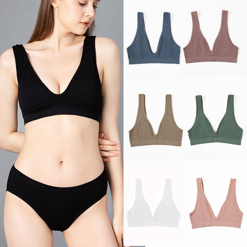 Áo lót vải cotton Không Đường May Thoáng Khí Cổ Chữ V Sâu Cho Nữ MIHAN1