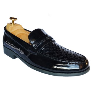 Giày lười da bóng vân caro SB21