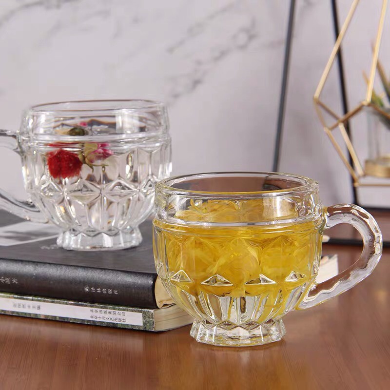 Bộ 6 Cốc Thủy Tinh Có Quai.Tách uống Trà,ly uống Cà Phê