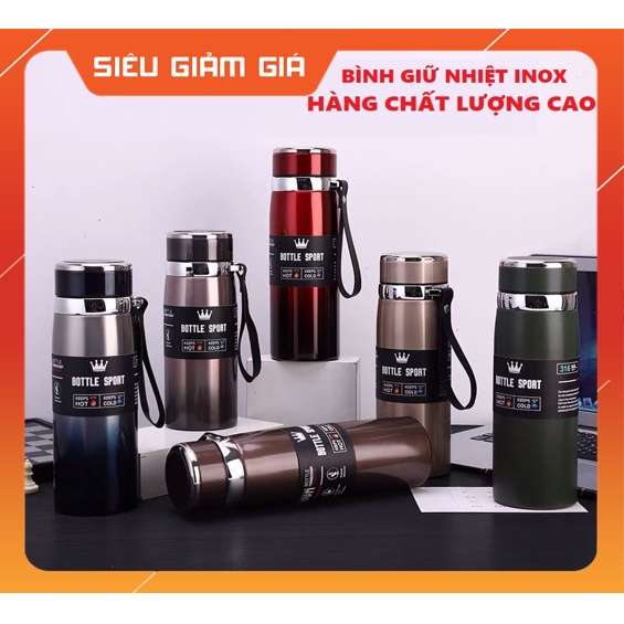 Bình Nước Cao Cấp Inox 304 Giữ Nhiệt Tốt Dung Tích 800ml,Kiểu Dáng Đẹp,Thời Trang