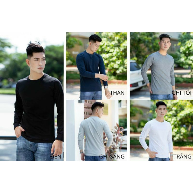 Áo Thun Nam Dài Tay Cao Cấp, Áo Thun Cotton Nam Co Dãn, Thấm Hút Chống Nhăn Xù | BigBuy360 - bigbuy360.vn