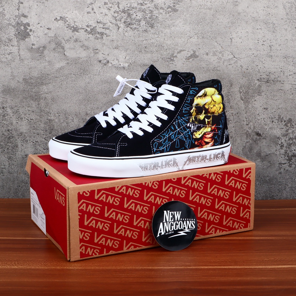 Album Ảnh 30Th Anniversary Sk8 Hi Màu Trắng Đen DT Sepatu Thương Hiệu PUTIH HITAM Vans X Metallica